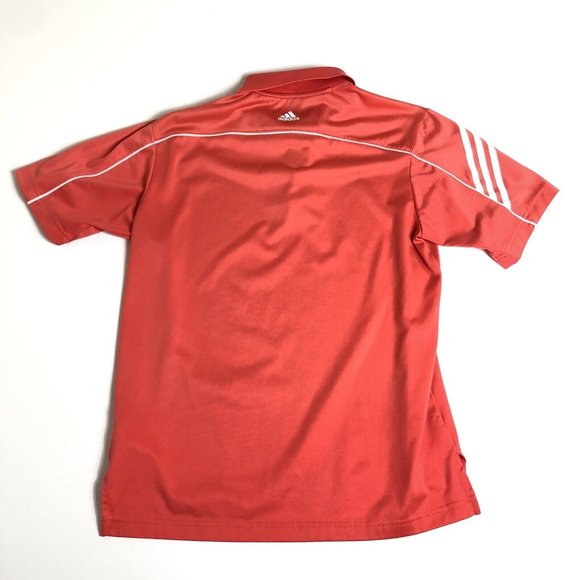 Adidas Polo Shirt Mens Small Pink Short Sleeve Golf Climacool Polyester J106 - Picture 2 of 5
